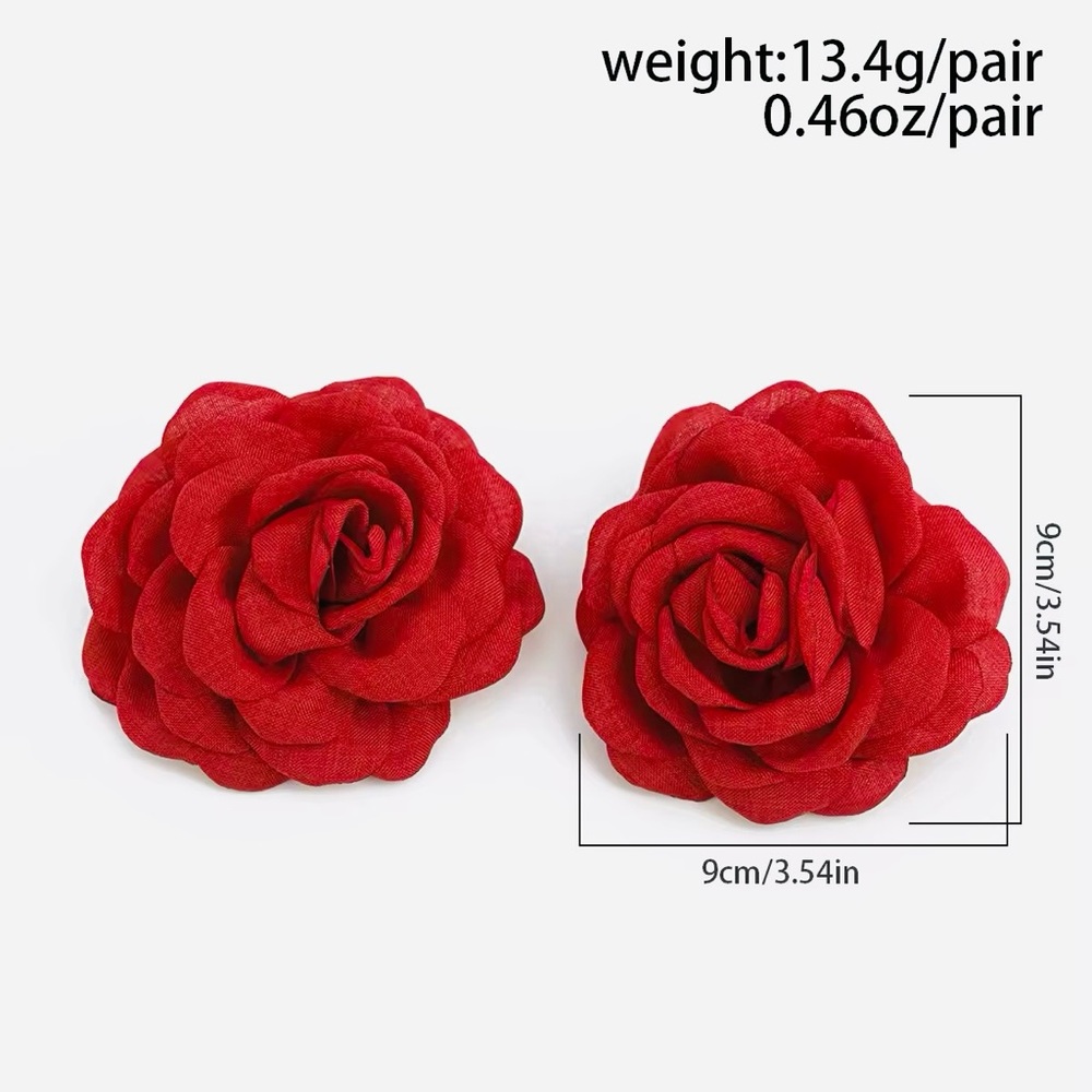 Elegant Blooming Red Rose Earrings - Picture 5 of 5